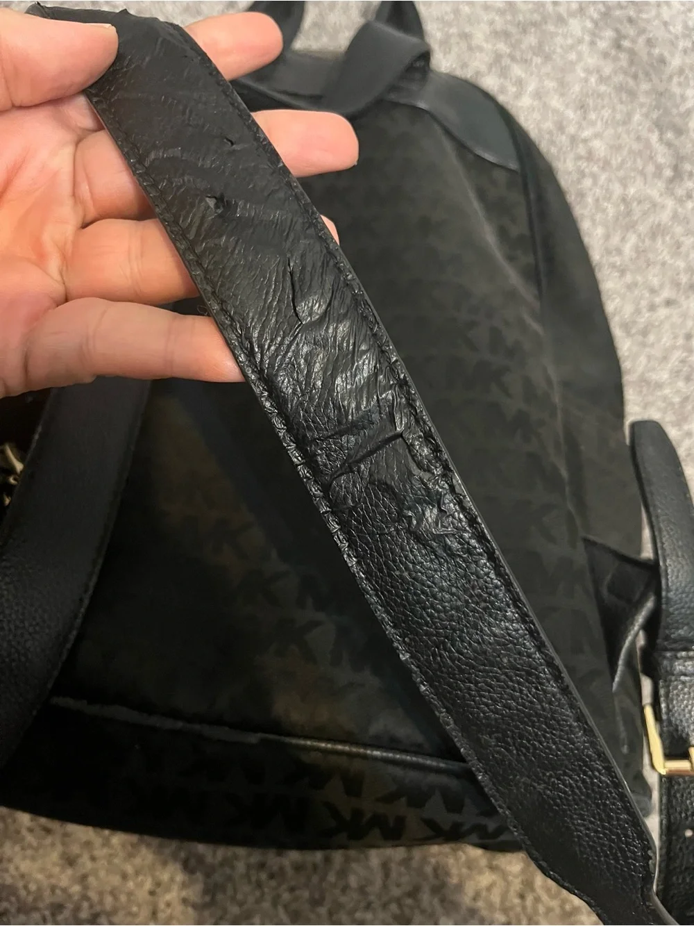 Michael Kors Black Backpack with Gold Plaque - Picture 4 of 5